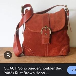 Coach Soho Red Suede Shoulder Bag Cross Body 9482/ Rust Brown Hobo Bag